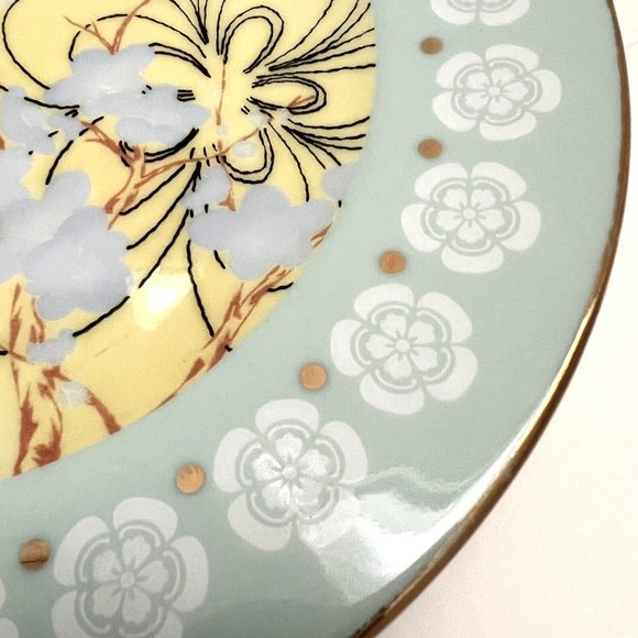 Anthropologie Lot of 4 Side Salad Plates Purple Butterfly Gold Rim Floral Spring - Picture 4 of 6